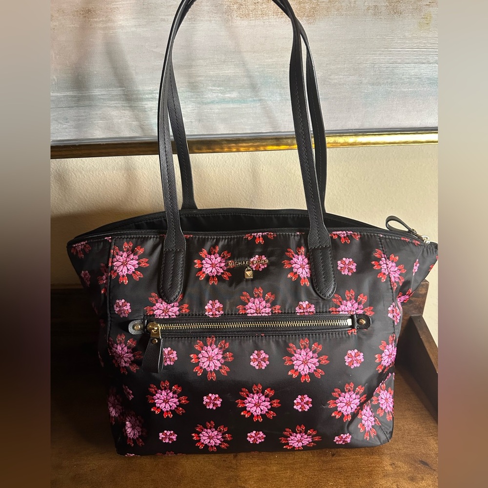 Michael Kors Black Floral Tote Bag
